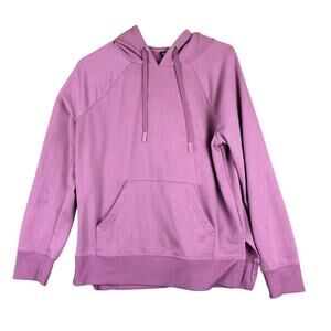 Athletic Womens Sweatshirt Purple Hooded Soft Comfort Pocket Stretch Medium